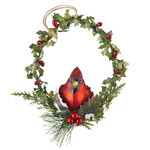 m. lynne designs cardinal on holly wreath ornament