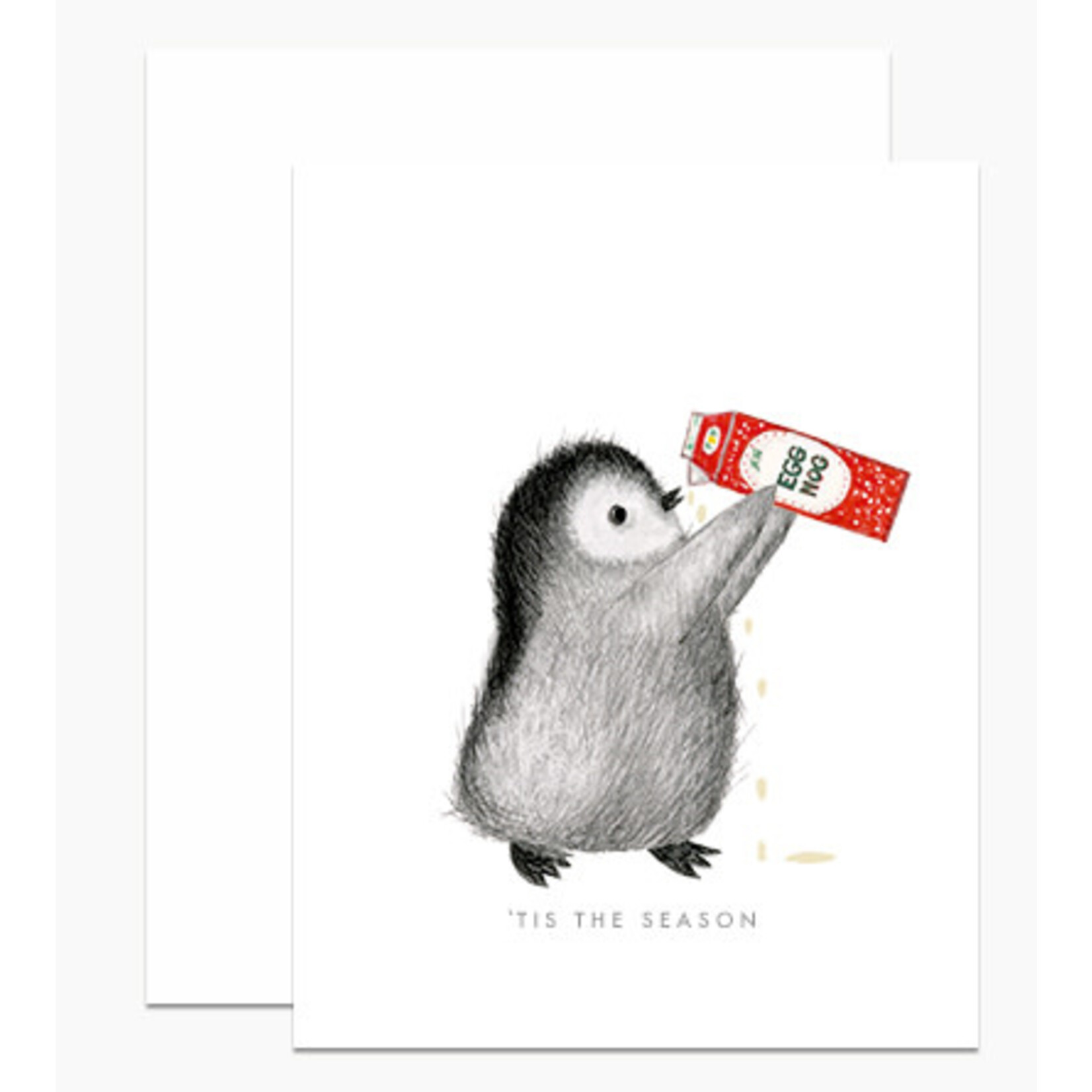 m. lynne designs penguin drinking eggnog card