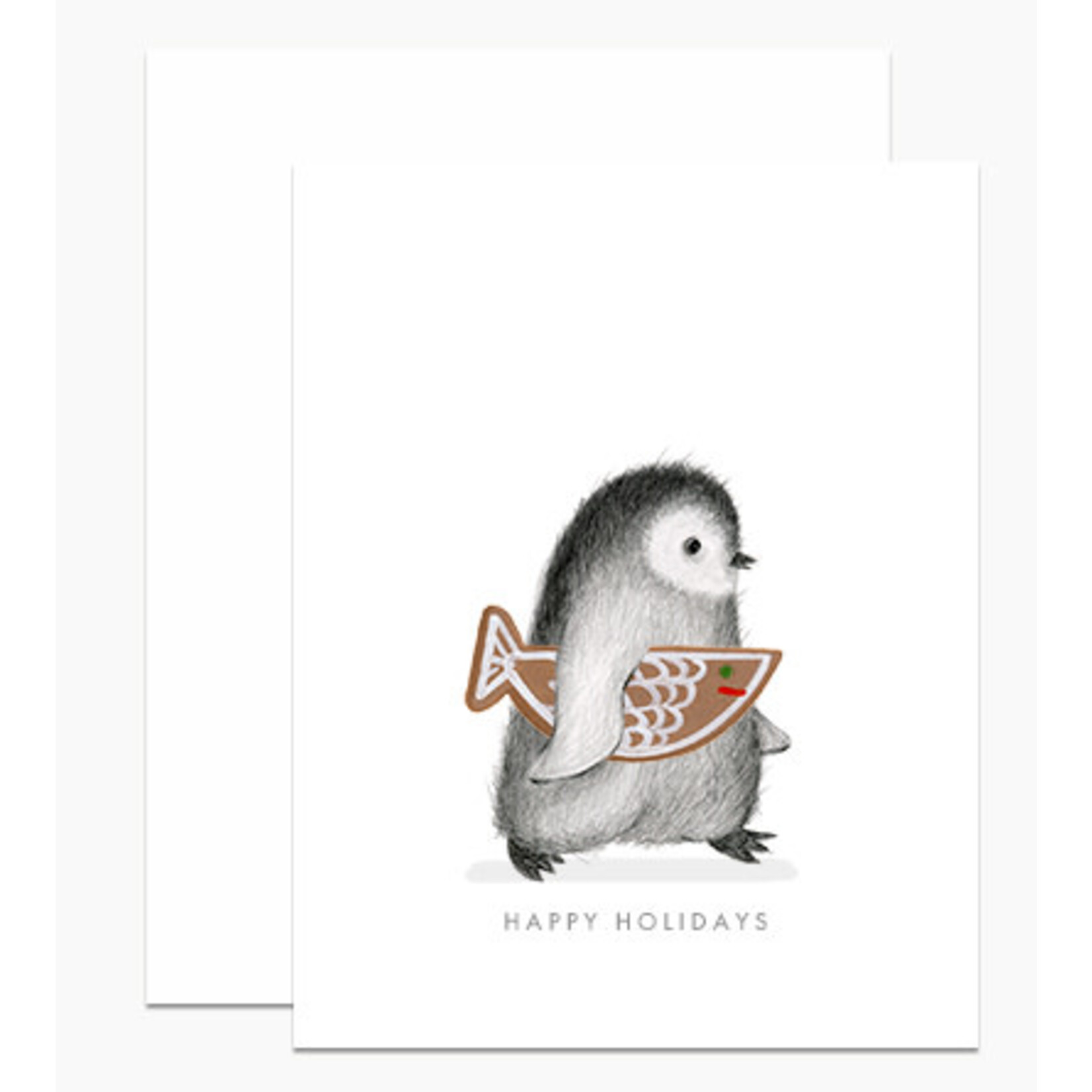 m. lynne designs penguin with gingerbread fish card