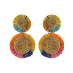 m. lynne designs multi-color raffia fringe earring