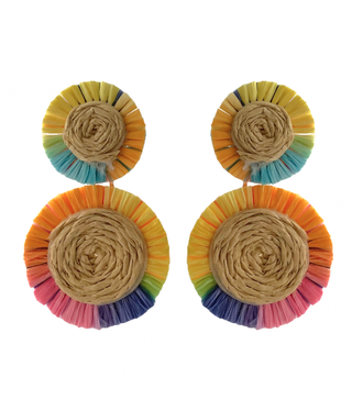 available at m. lynne designs Multi-Color Raffia Fringe Earring