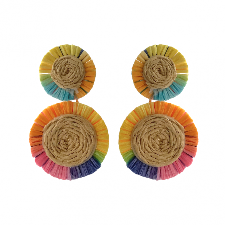 available at m. lynne designs Multi-Color Raffia Fringe Earring