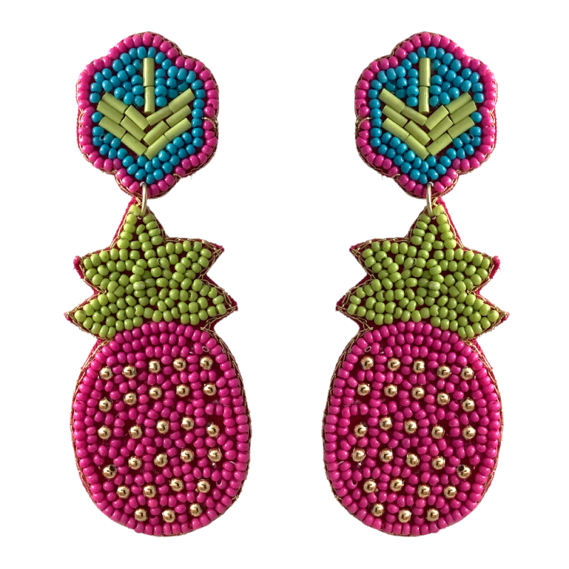 available at m. lynne designs Flower & Pineapple Beaded Earring