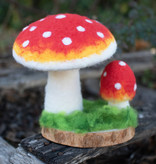 available at m. lynne designs Felt Mushroom on Wooden Base