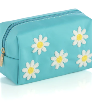 Daisy Pouch on Turquoise