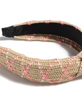 Headband, Knotted Straw, Pink