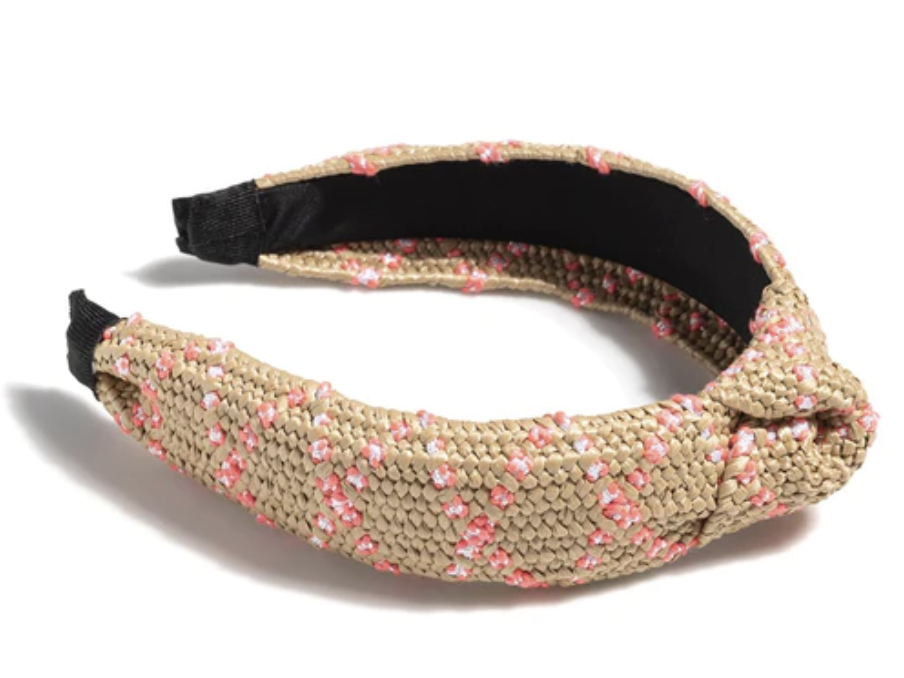 available at m. lynne designs Headband, Knotted Straw, Pink