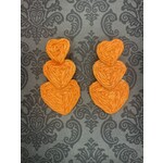 m. lynne designs orange triple heart earring