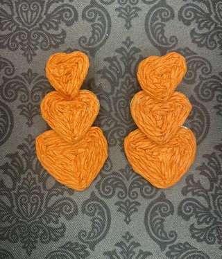 available at m. lynne designs Orange Triple Heart Earring
