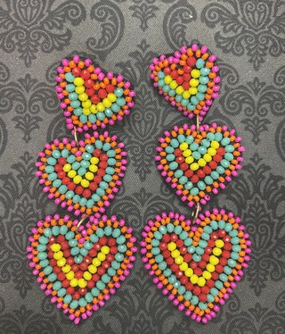 available at m. lynne designs Multi Heart Triple Drop Earrings