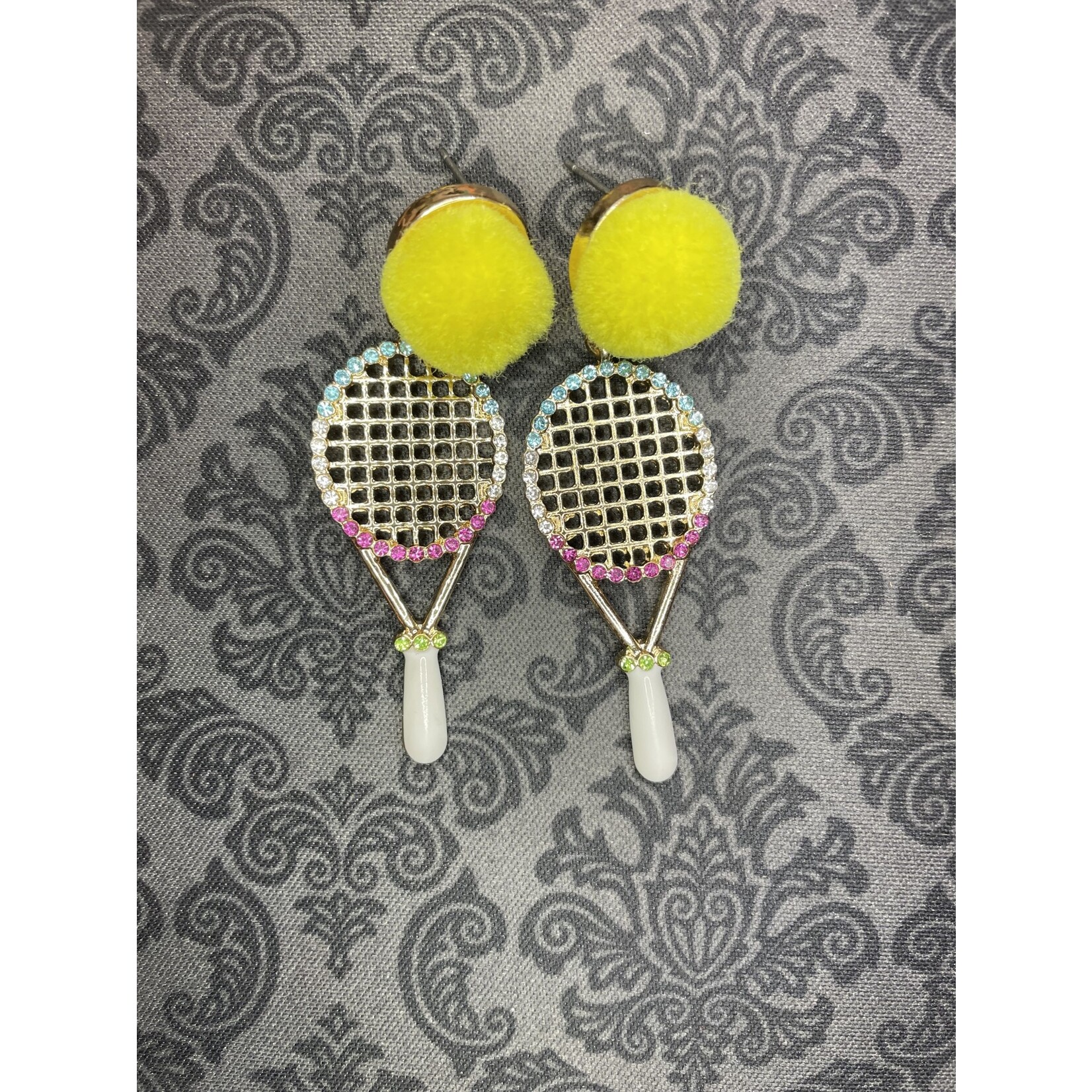 m. lynne designs sparkly tennis racket earring