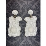 m. lynne designs white beaded bunny earring