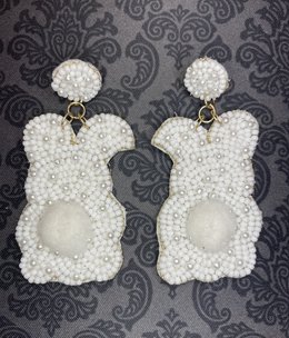 available at m. lynne designs White Beaded Bunny Earring