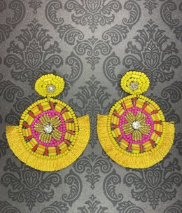 available at m. lynne designs Yellow and Pink Beaded with Fringe Earring