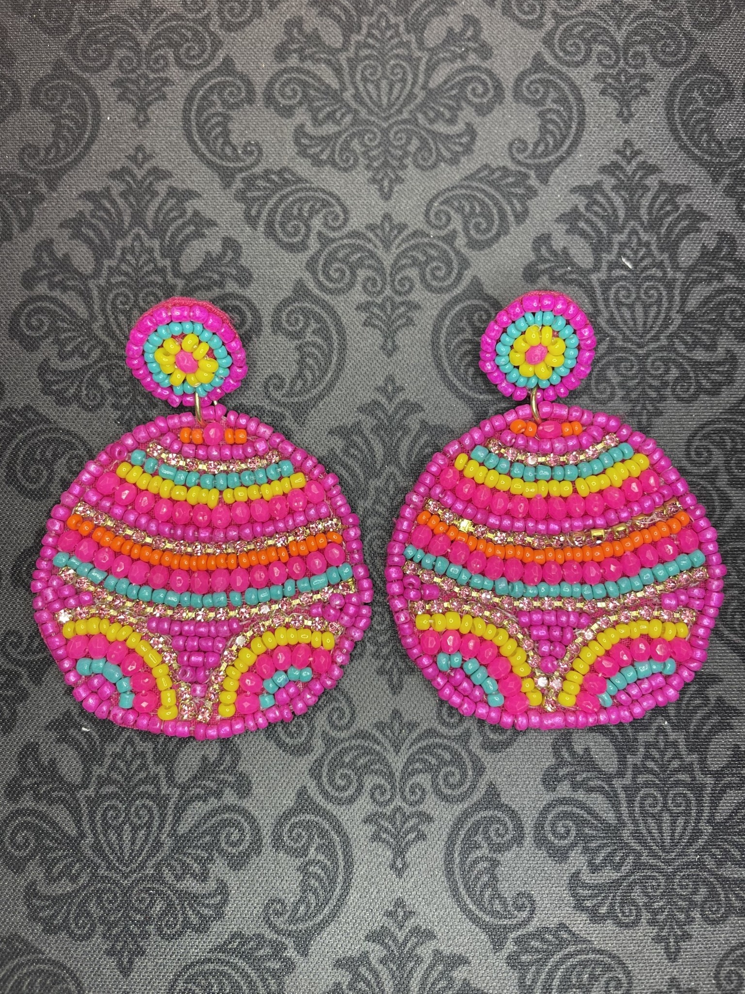 available at m. lynne designs Multi Bright Beaded Round Earring