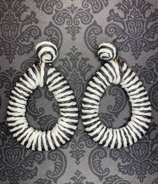available at m. lynne designs Black and White Raffia Teardrop Earring