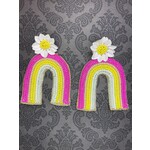 m. lynne designs pink and yellow beaded rainbow earring