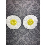 m. lynne designs white raffia with yellow bead center earring