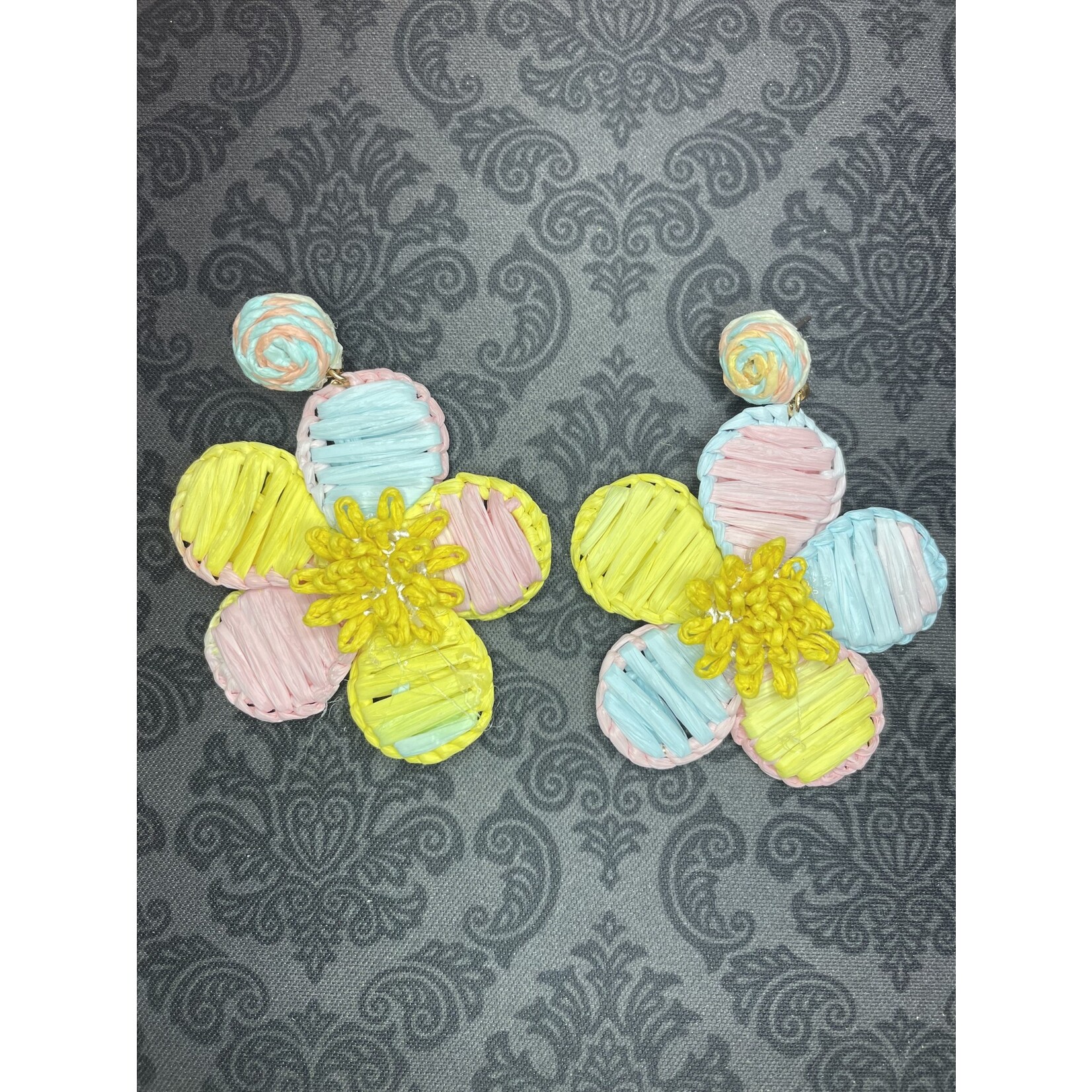 m. lynne designs raffia flower earring