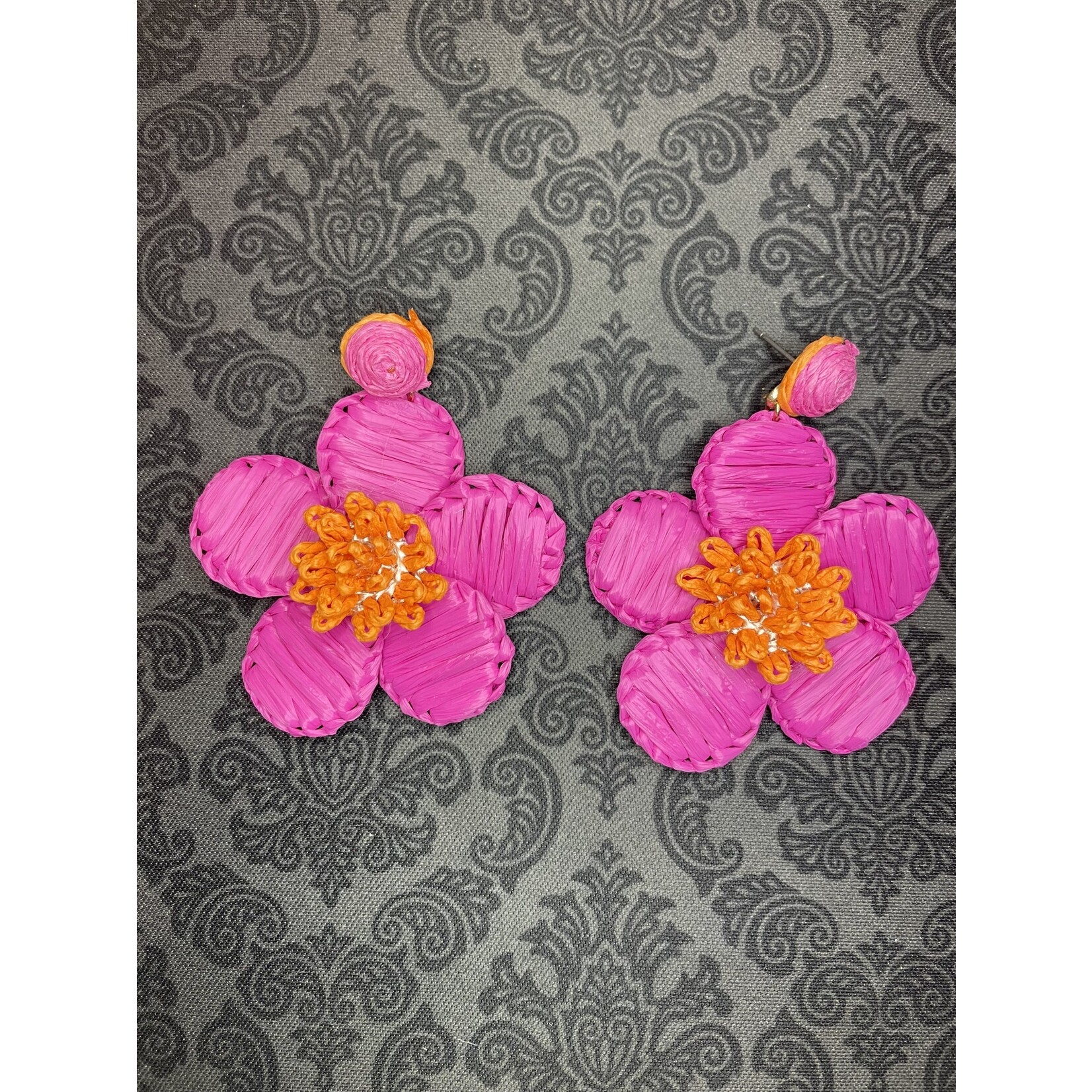 m. lynne designs raffia flower earring