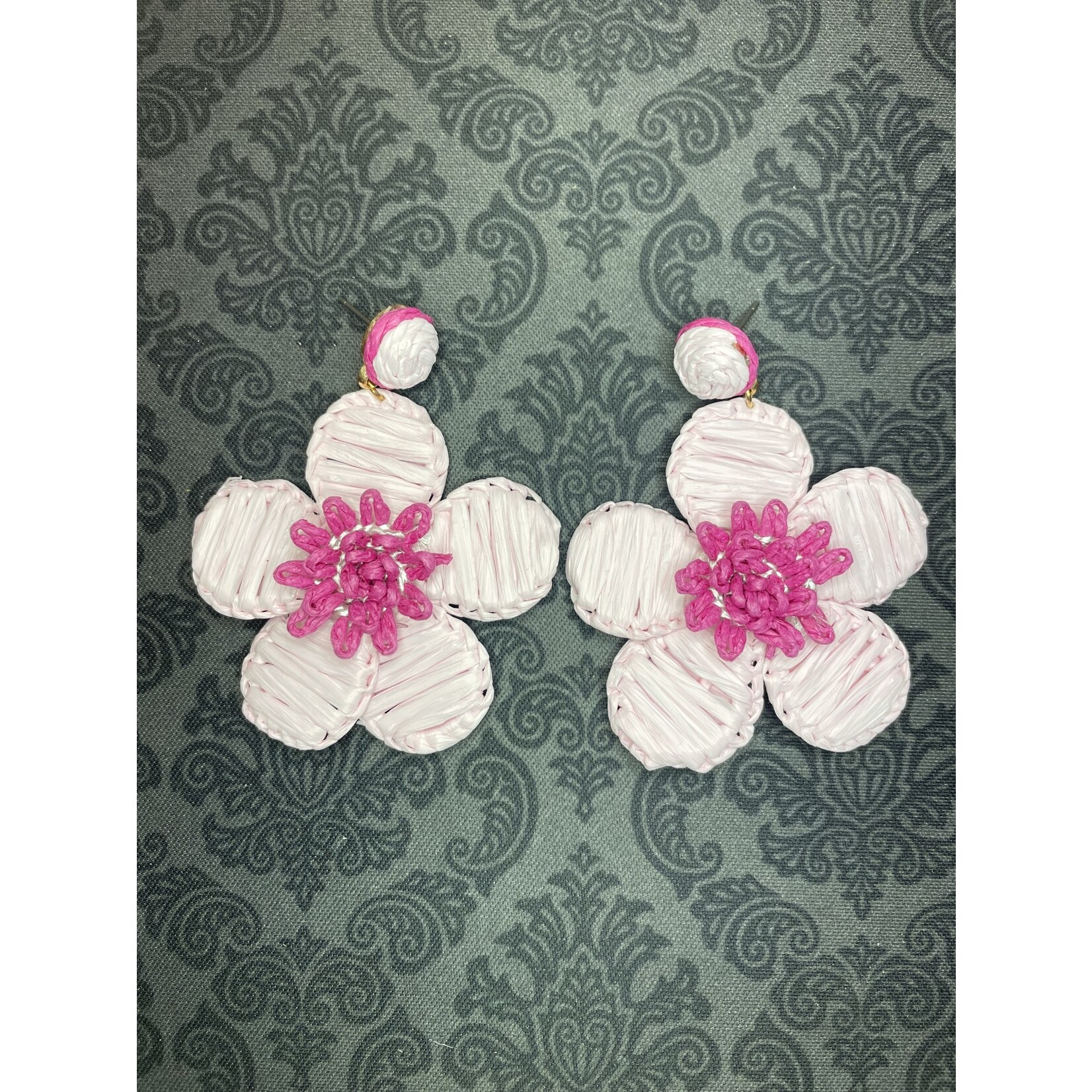 m. lynne designs raffia flower earring