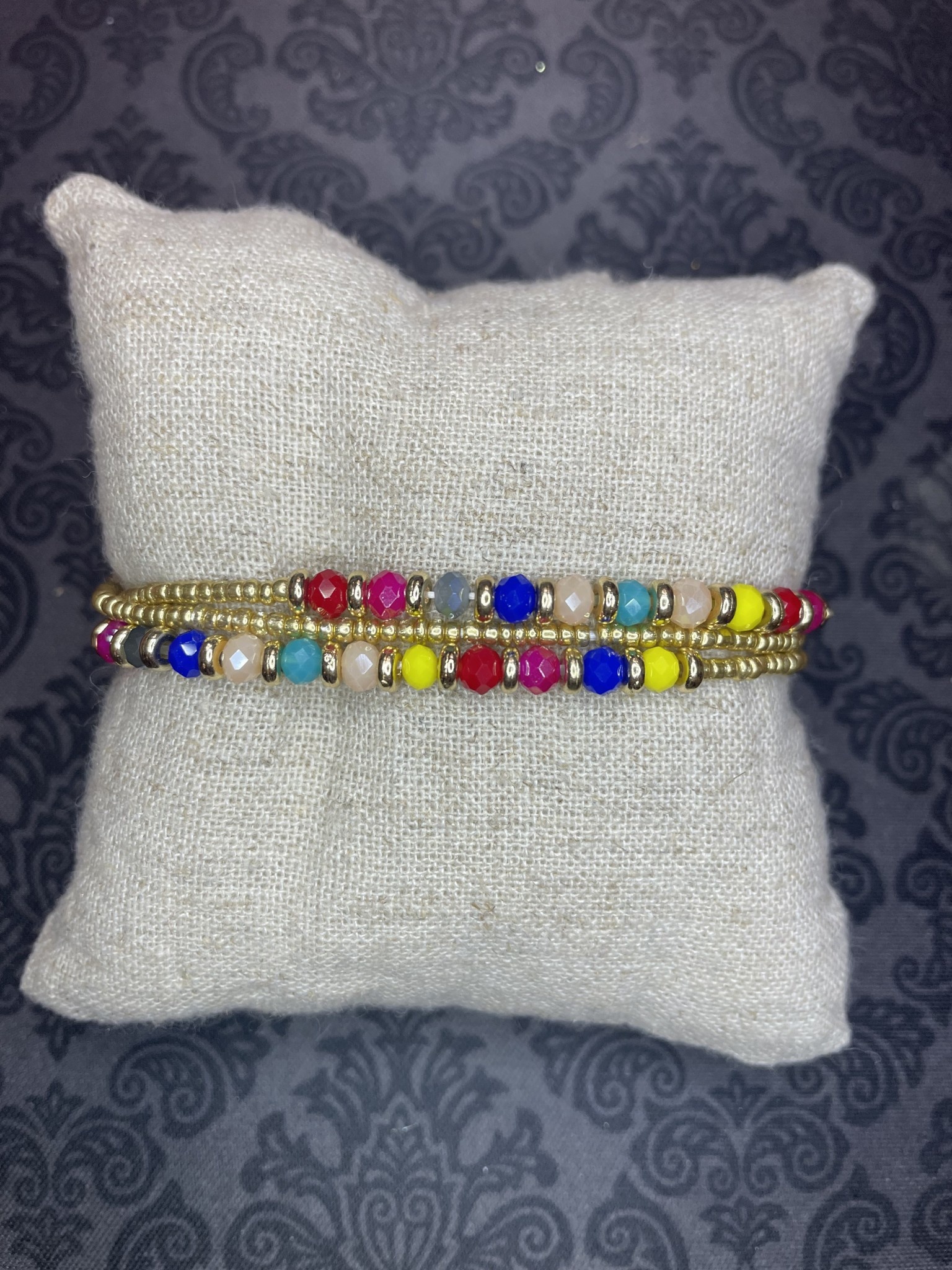 available at m. lynne designs Multi Jewel with Gold Accents Bracelet