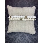 m. lynne designs white bead with gold accent bracelet