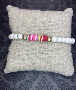 available at m. lynne designs White Bead with Gold Accents and Colorful Slices Bracelet
