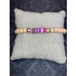 m. lynne designs tan bead with gold accents and colorful slices bracelet