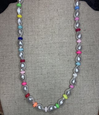 available at m. lynne designs Pearl with Colorful Slices Necklace