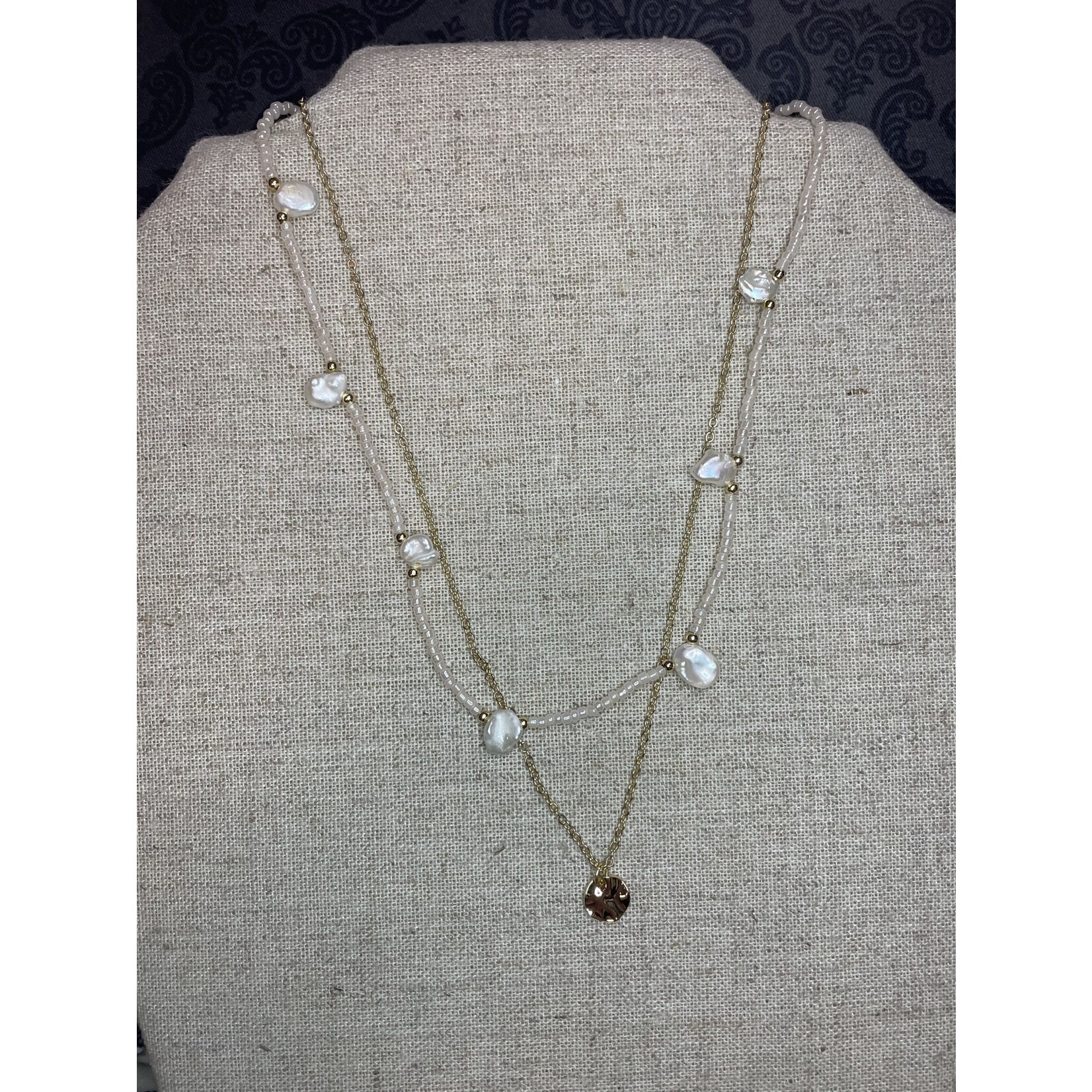 m. lynne designs double link pearl and gold with drop necklace