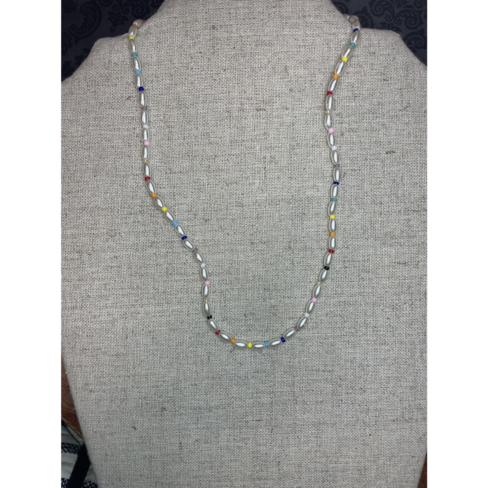 m. lynne designs slender pearl with colorful slice small necklace