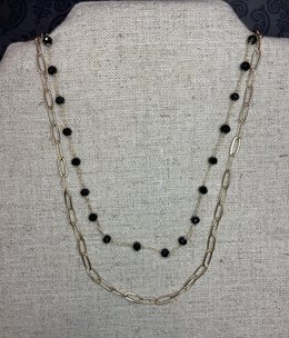 available at m. lynne designs Gold Paper Clip with Black Necklace
