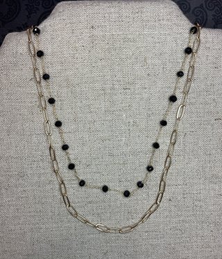 available at m. lynne designs Gold Paper Clip with Black Necklace