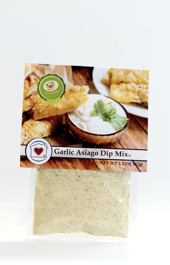 available at m. lynne designs Garlic Asiago Dip Mix