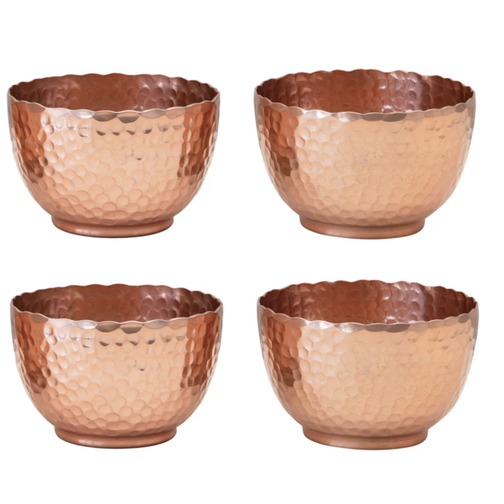 m. lynne designs hammered copper bowls with jute tie