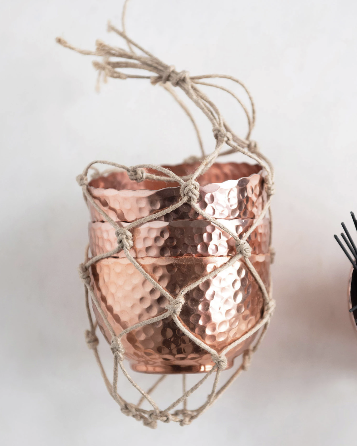 available at m. lynne designs Hammered Copper Bowls with Jute Tie