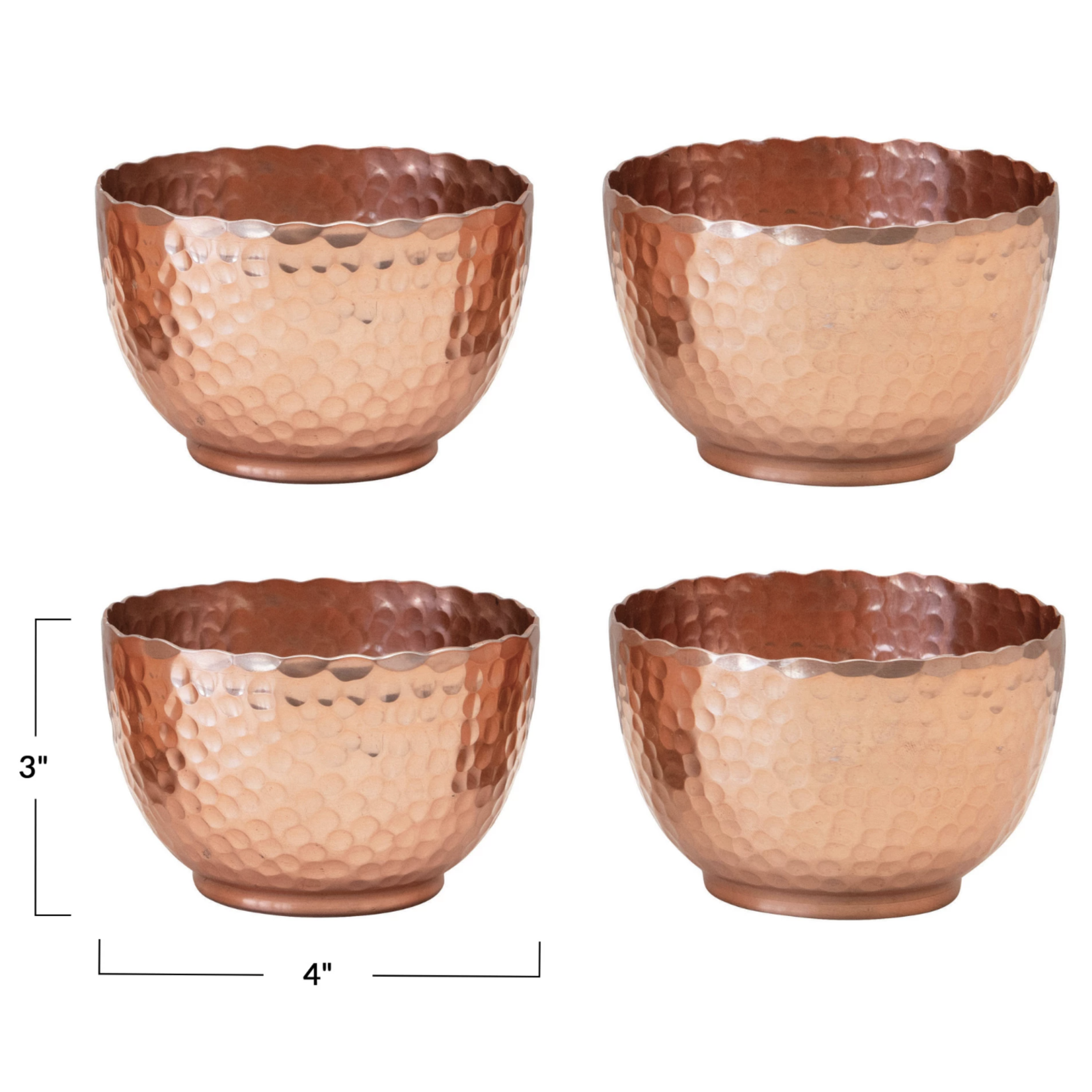 m. lynne designs hammered copper bowls with jute tie