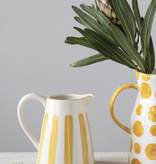 available at m. lynne designs Yellow and White Stoneware with Stripes Pitcher