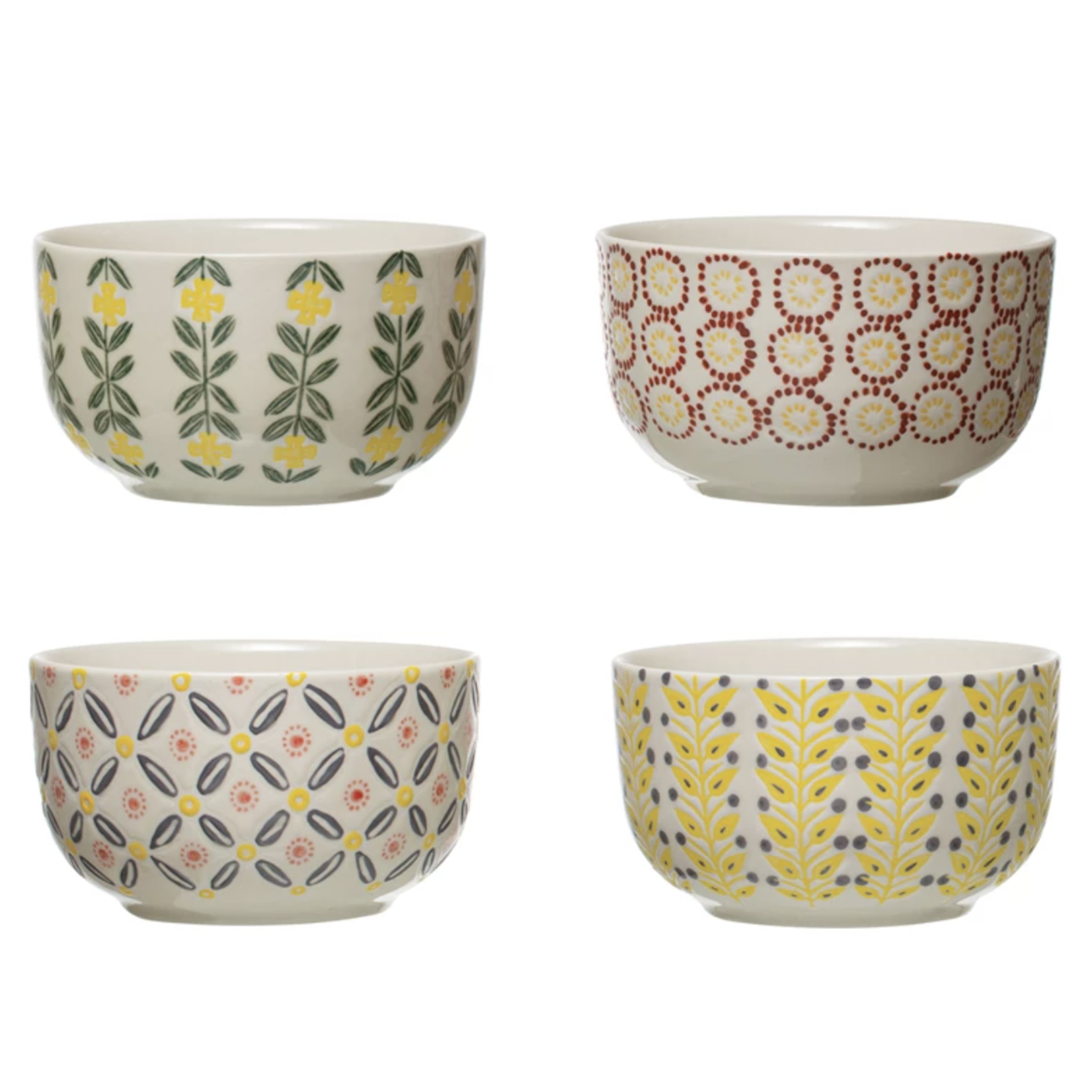 m. lynne designs colorful hand-stamped stoneware bowl