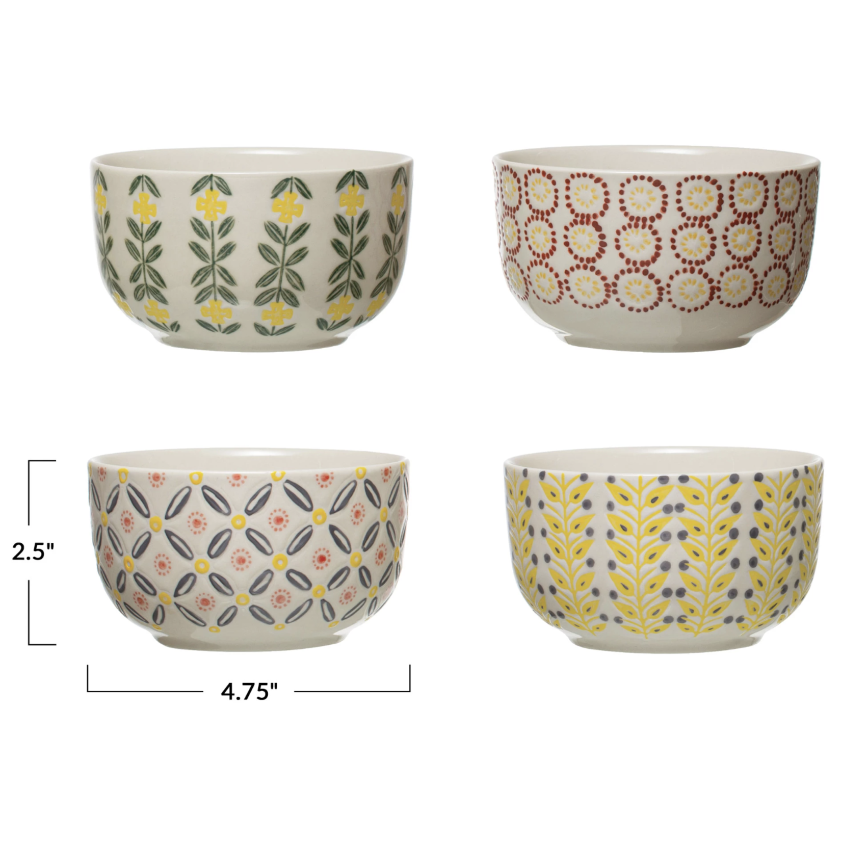 m. lynne designs colorful hand-stamped stoneware bowl