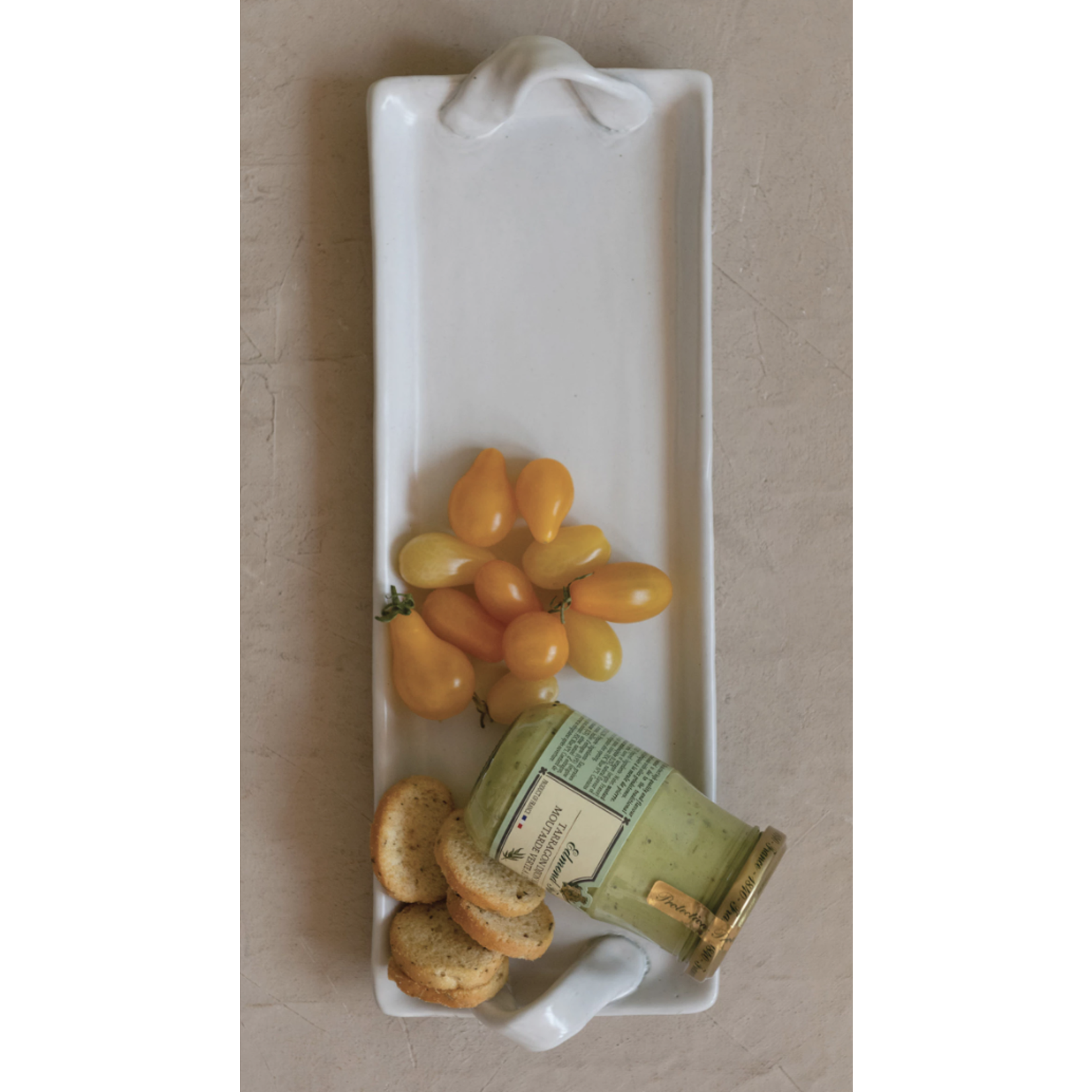 m. lynne designs matte white tray with twisted handles