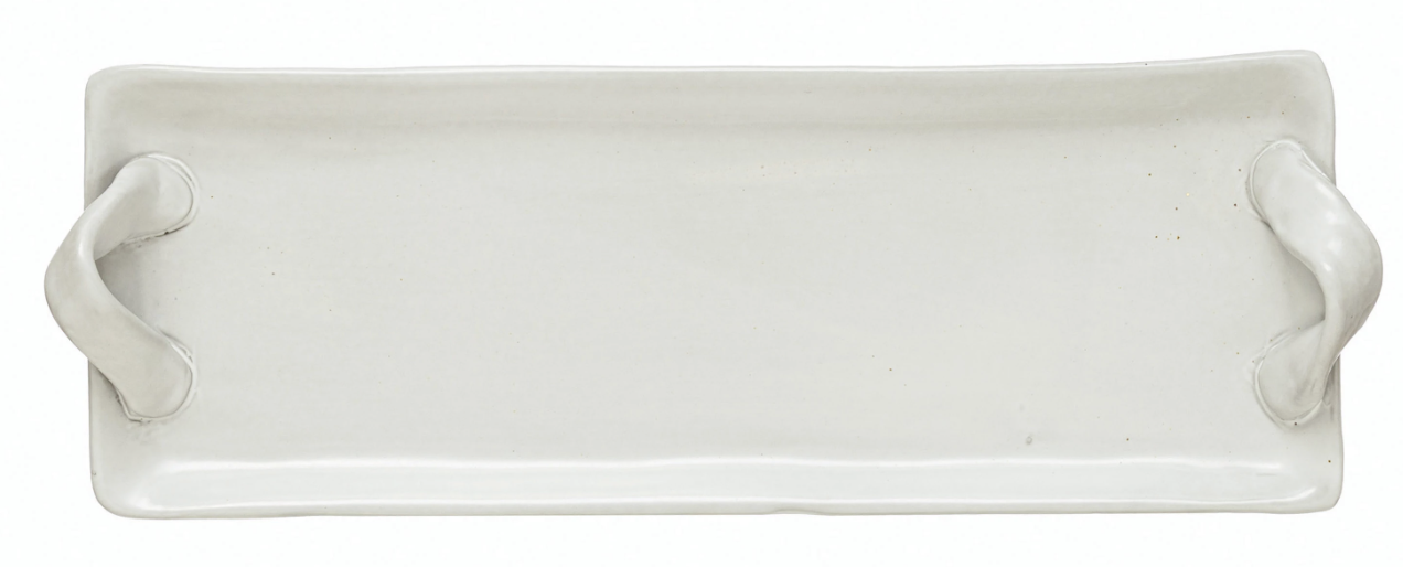available at m. lynne designs Matte White Tray with Twisted Handles