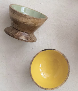 available at m. lynne designs enameled mango footed bowl