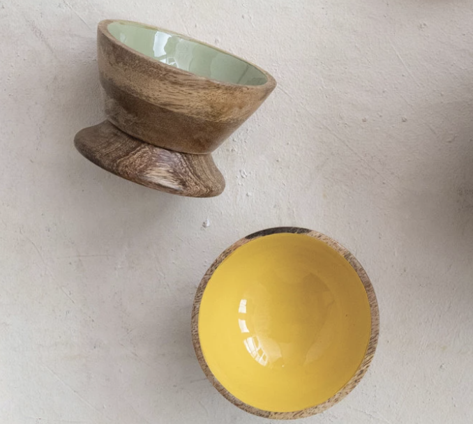 available at m. lynne designs Enameled Mango Footed Bowl