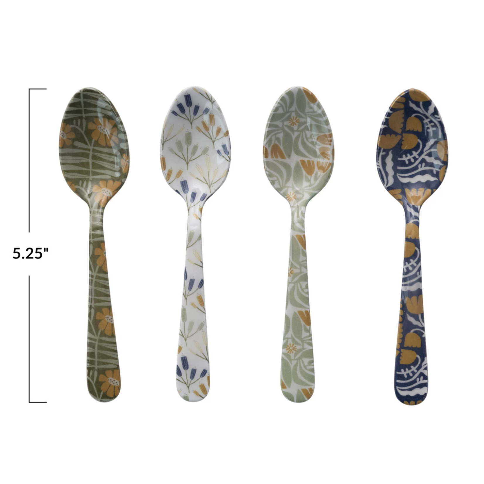 m. lynne designs enameled stainless steel spoon with flowers