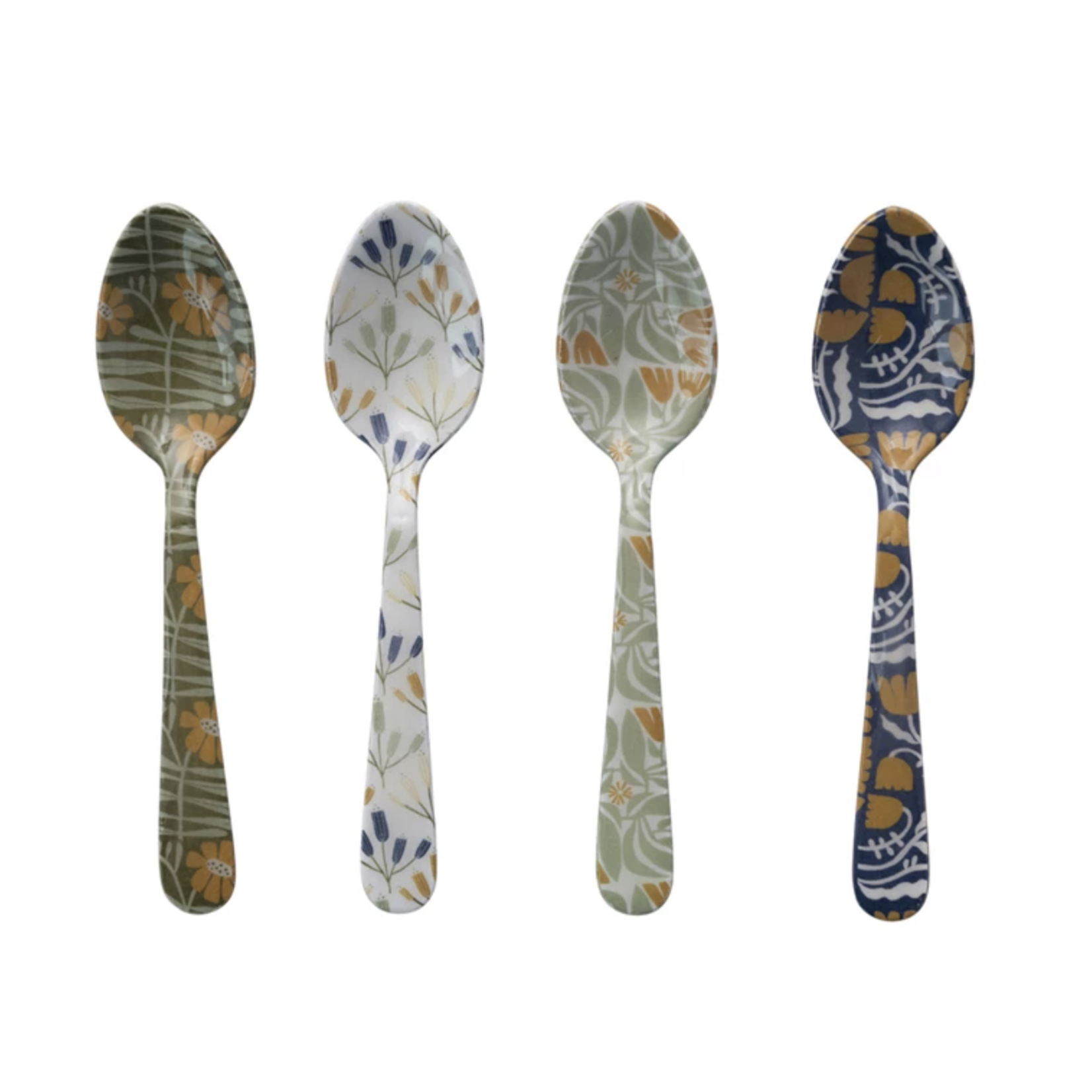m. lynne designs enameled stainless steel spoon with flowers