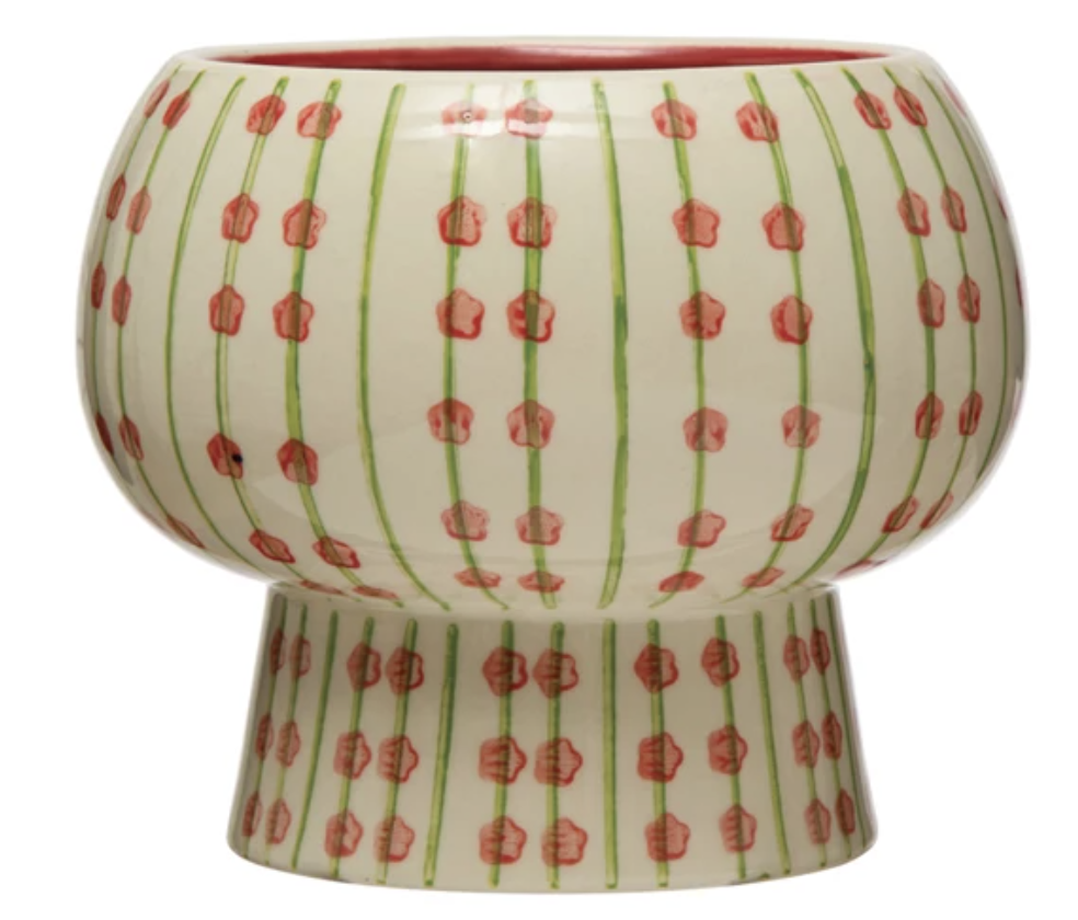 available at m. lynne designs Cream, Green and Red Bubble Vase