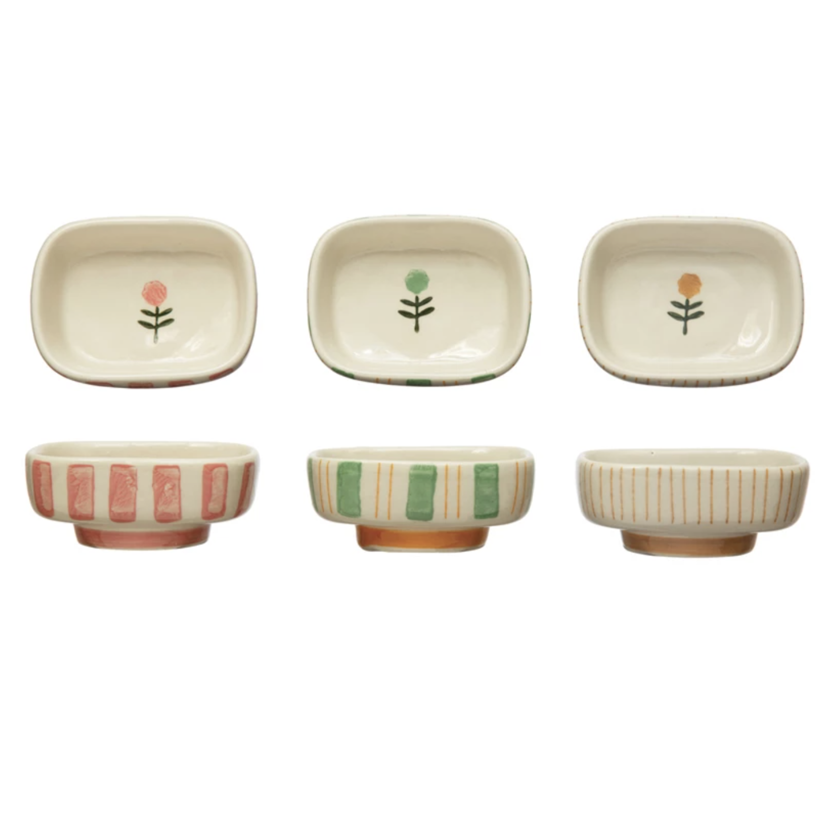 m. lynne designs stripes & flowers trinket dish