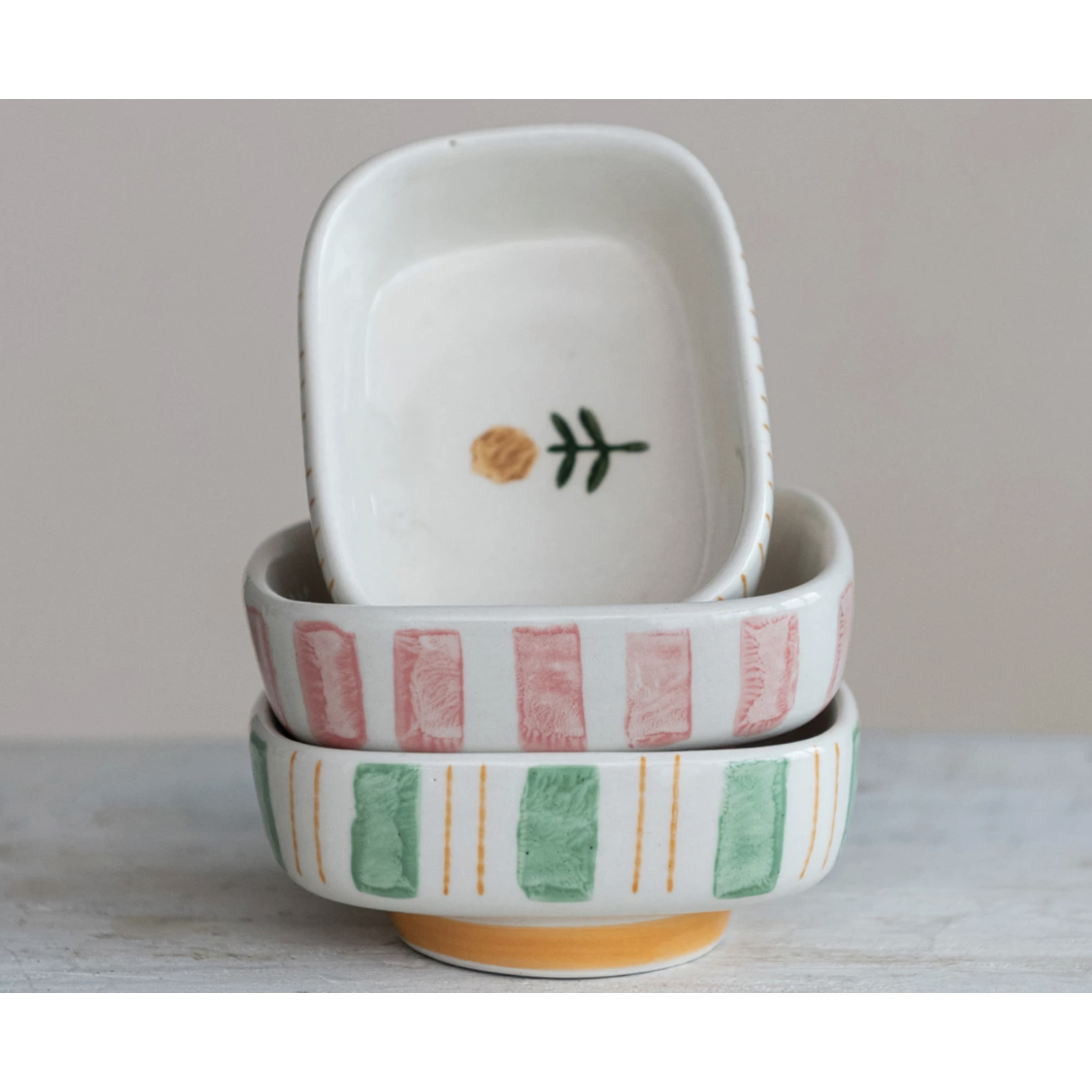 m. lynne designs stripes & flowers trinket dish
